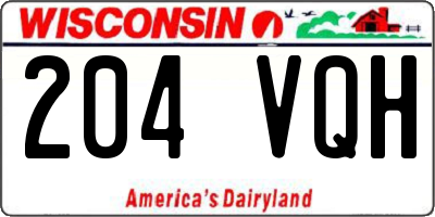 WI license plate 204VQH