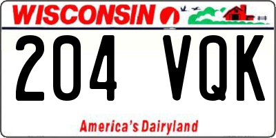 WI license plate 204VQK