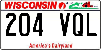 WI license plate 204VQL