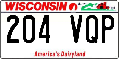 WI license plate 204VQP