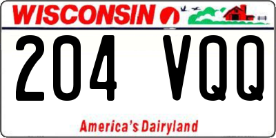 WI license plate 204VQQ