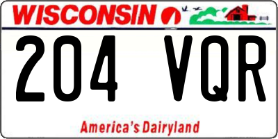 WI license plate 204VQR