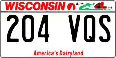 WI license plate 204VQS