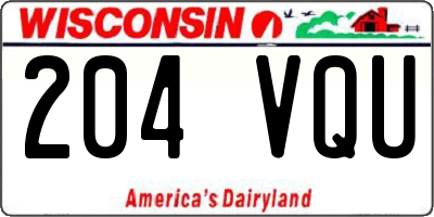 WI license plate 204VQU