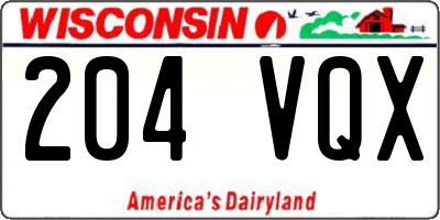 WI license plate 204VQX
