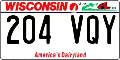 WI license plate 204VQY