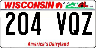 WI license plate 204VQZ