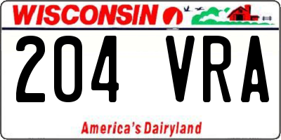 WI license plate 204VRA