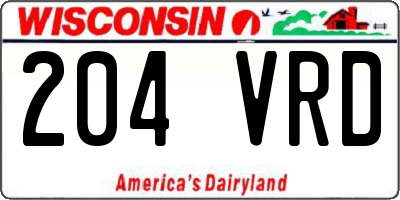 WI license plate 204VRD