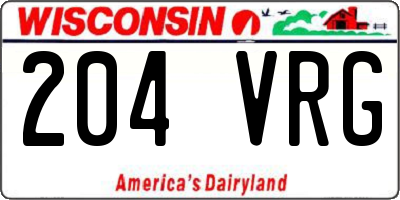 WI license plate 204VRG