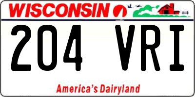 WI license plate 204VRI