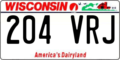 WI license plate 204VRJ