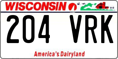 WI license plate 204VRK