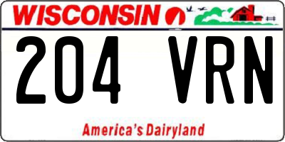 WI license plate 204VRN