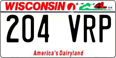 WI license plate 204VRP