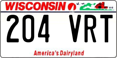 WI license plate 204VRT