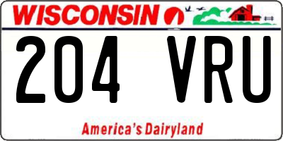 WI license plate 204VRU