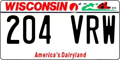 WI license plate 204VRW