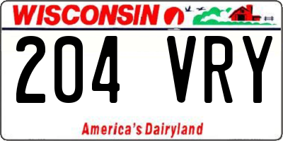 WI license plate 204VRY