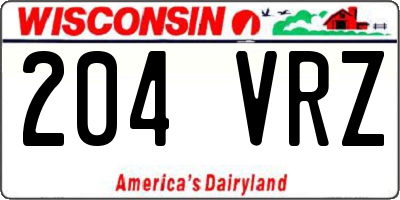 WI license plate 204VRZ