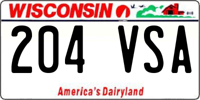 WI license plate 204VSA