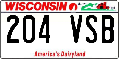 WI license plate 204VSB