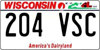 WI license plate 204VSC
