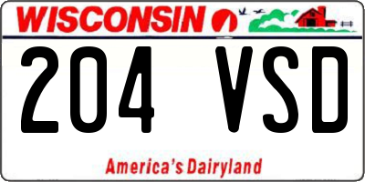 WI license plate 204VSD