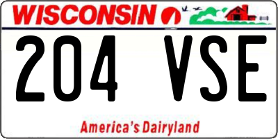 WI license plate 204VSE