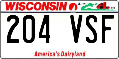 WI license plate 204VSF