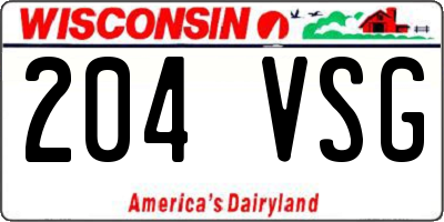 WI license plate 204VSG