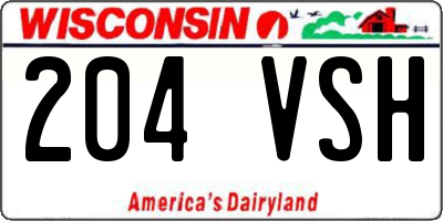 WI license plate 204VSH