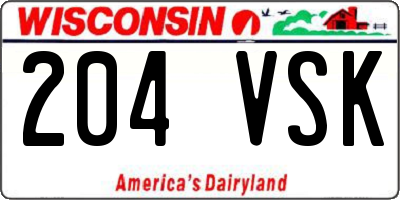 WI license plate 204VSK