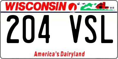 WI license plate 204VSL
