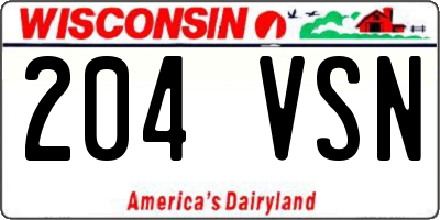 WI license plate 204VSN