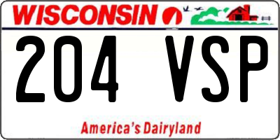 WI license plate 204VSP