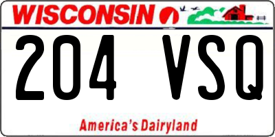 WI license plate 204VSQ