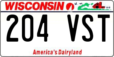 WI license plate 204VST