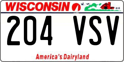 WI license plate 204VSV