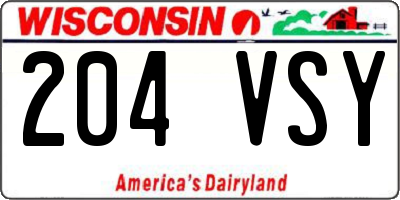 WI license plate 204VSY