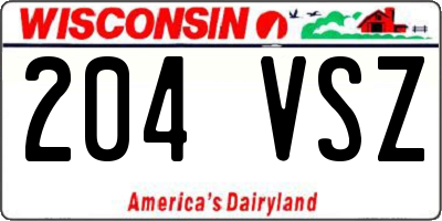WI license plate 204VSZ