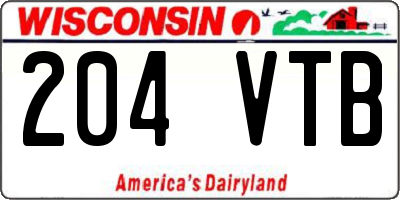 WI license plate 204VTB