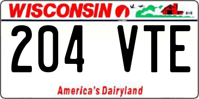 WI license plate 204VTE