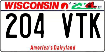WI license plate 204VTK