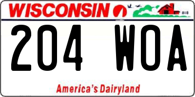 WI license plate 204WOA