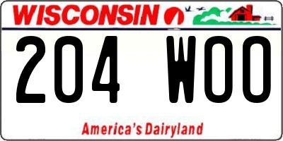 WI license plate 204WOO