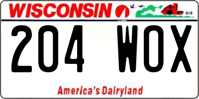 WI license plate 204WOX