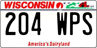 WI license plate 204WPS
