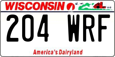 WI license plate 204WRF