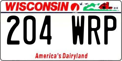 WI license plate 204WRP